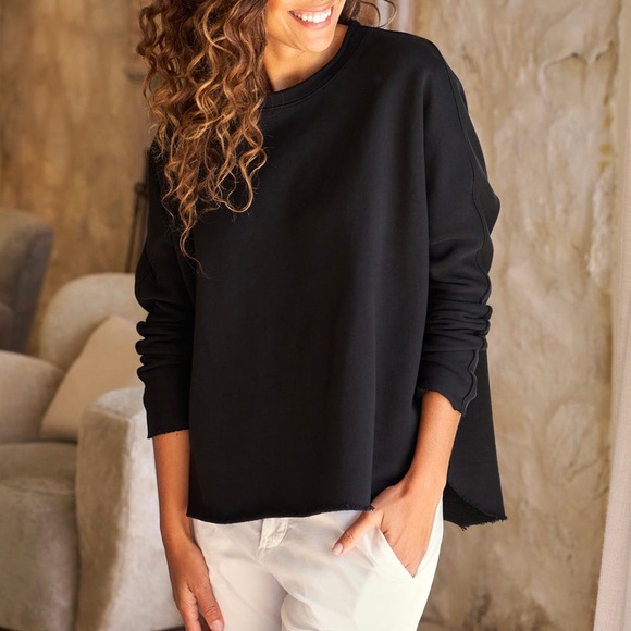 Frank & Eileen Tops - Frank & Eileen Anna Triple Fleece Long-Sleeve Capelet, Black